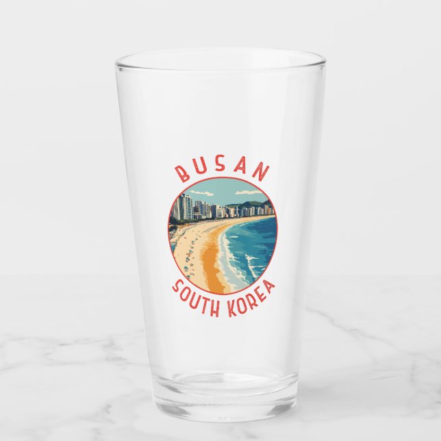 Busan Haeundae Beach Retro Distress Circle Glaskopp (Framsida)