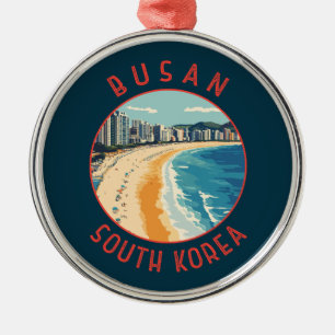 Busan Haeundae Beach Retro Distress Circle Julgransprydnad Metall