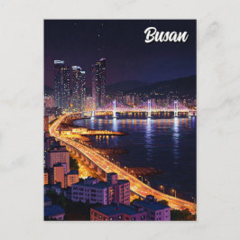 Busan Skyline night Travel Vykort