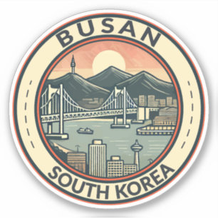 Busan South Korea Bridge Travel Art Badge Klistermärken