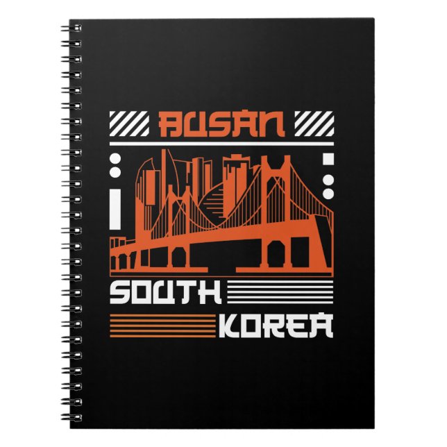 Busan Sydkorea Bro Skyline Grafik | Modern  Anteckningsbok (Framsidan)