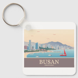Busan Sydkorea Pastel Travel Nyckelring