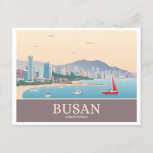 Busan Sydkorea Pastel Travel Vykort