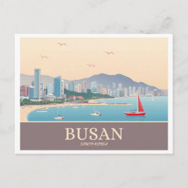 Busan Sydkorea Pastel Travel Vykort