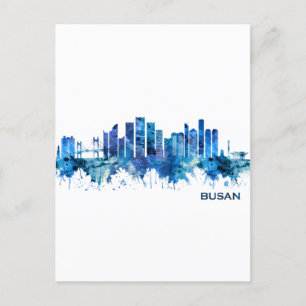 Busan Sydkorea Skyline Blue Inbjudan Vykort