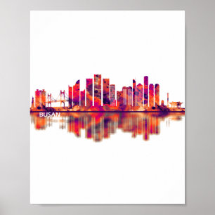 Busan Sydkorea Skyline Poster
