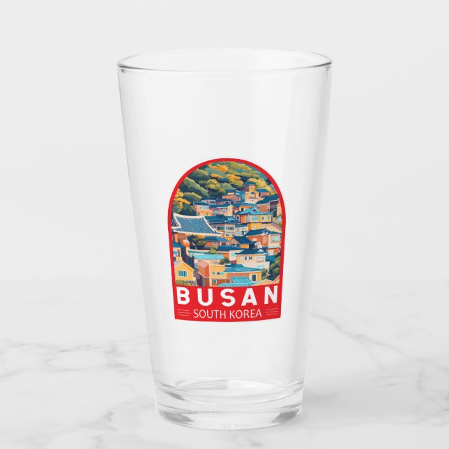 Busan Sydkorea Travel Art Emblem Glaskopp (Framsida)