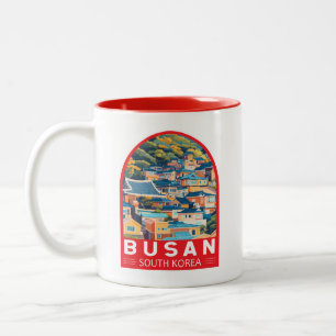 Busan Sydkorea Travel Art Emblem Två-Tonad Mugg