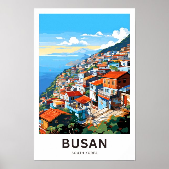 Busan Sydkorea Travel Print Poster (Framsidan)