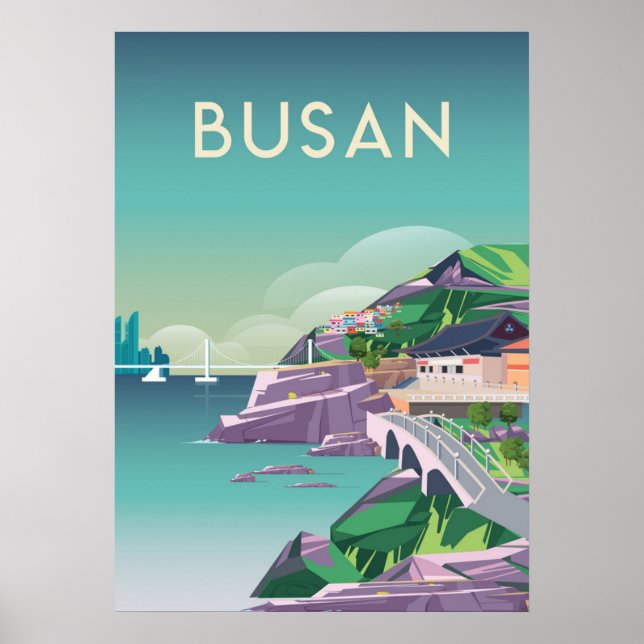 Busan Sydkoreas reseaffisch Poster (Framsidan)