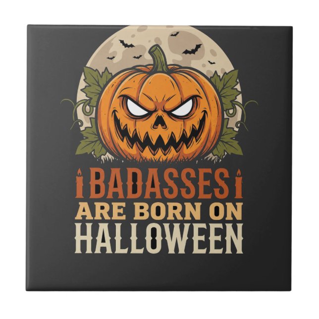Busar Föds på Halloween Pumpa Kakelplatta (Framsidan)