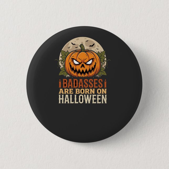 Busar Föds på Halloween Pumpa Knapp (Framsida)