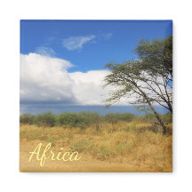 Busche Savannlandskap Afrika Safari Träd Magnet