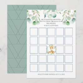 Bush Baby Kangaroo Baby Shower Bingo Game Card Inbjudningar