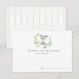 Bush Baby Koala Baby Shower Advice Card Inbjudningar
