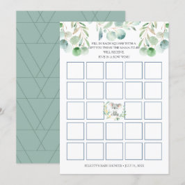 Bush Baby Koala Baby Shower Bingo Game Card Inbjudningar