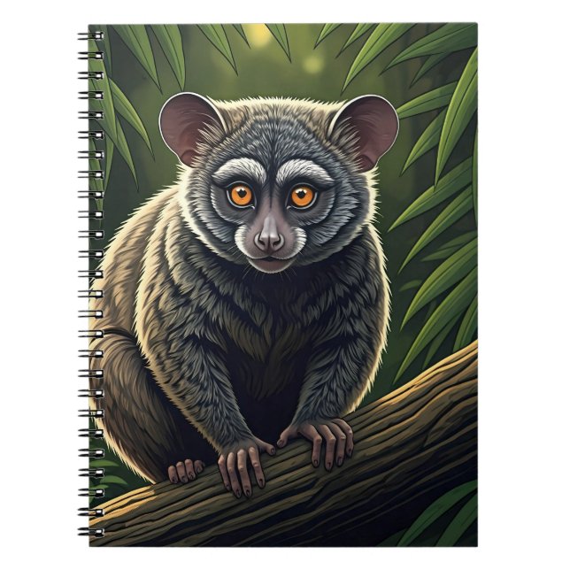 Bush Baby på gren i djungeln Anteckningsbok (Framsidan)