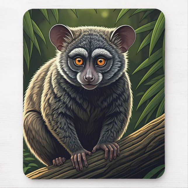 Bush Baby på gren i djungeln Musmatta (Framsidan)