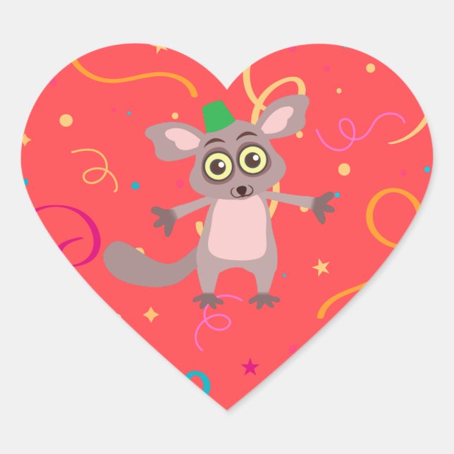 Bush Baby Sticker Hjärtformat Klistermärke (Framsida)