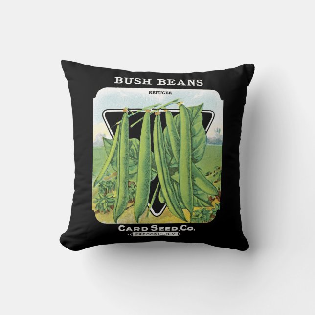 Bush Beans Seed Packet Label Kudde (Framsida)