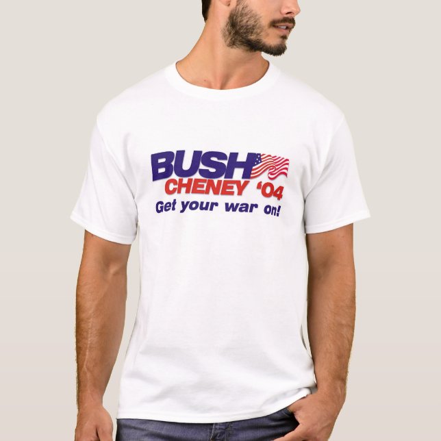 Bush/Cheney 'slogan för 04 kampanj: Få på ditt Tee Shirt (Framsida)