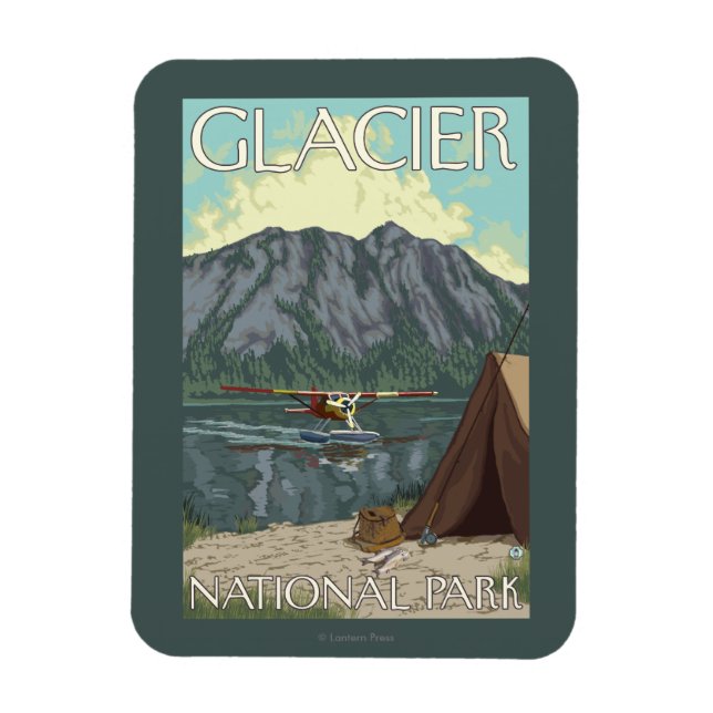 Bush Flygplan & Fishing - Glacier National Park, M Magnet (Vertikal)