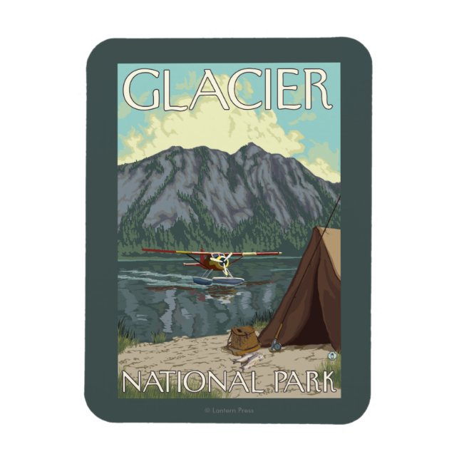 Bush Flygplan & Fishing - Glacier National Park, M Magnet (Vertikal)