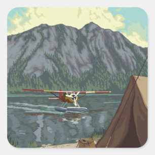 Bush Flygplan & Fishing - Montana Fyrkantigt Klistermärke