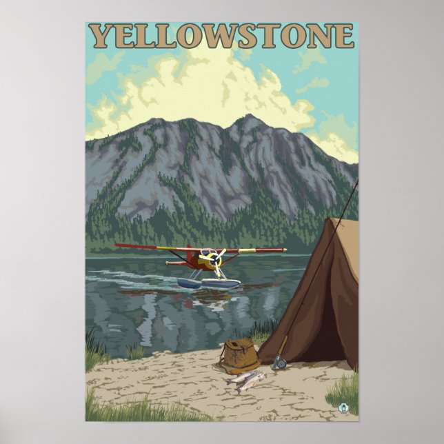 Bush Flygplan & Fishing - Yellowstone National Poster (Framsidan)