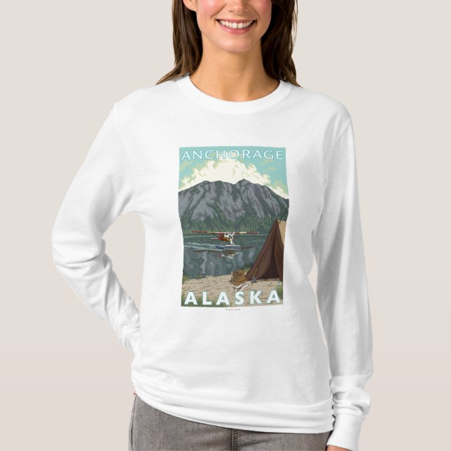 Bush flygplan & fiske - ankring, Alaska Tee Shirt (Framsida)