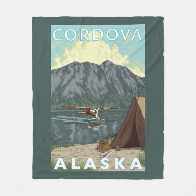 Bush flygplan & fiske - Cordova, Alaska Fleecefilt (Framsidan)
