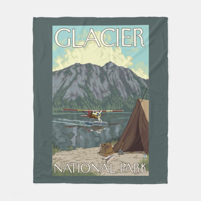 Bush flygplan & fiske - glaciärnationalpark, MT Fleecefilt (Framsidan)