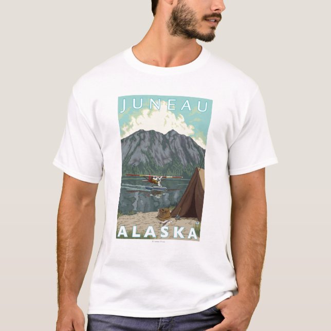 Bush flygplan & fiske - Juneau, Alaska T-shirt (Framsida)