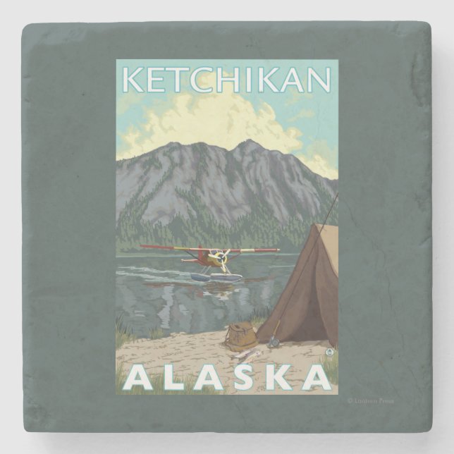 Bush flygplan & fiske - Ketchikan, Alaska Underlägg Sten (Framsidan)