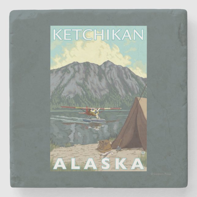Bush flygplan & fiske - Ketchikan, Alaska Underlägg Sten (Framsidan)