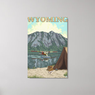 Bush flygplan & fiske - Wyoming Canvastryck