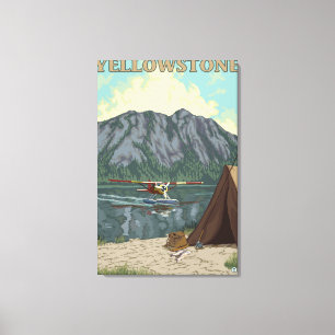 Bush flygplan & fiske - Yellowstone medborgare Canvastryck