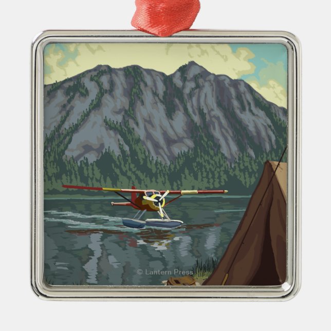 Bush flygplan & fiske - Yellowstone medborgare Julgransprydnad Metall (Framsidan)