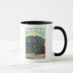 Bush flygplan- och fiskevintage resoraffisch mugg
