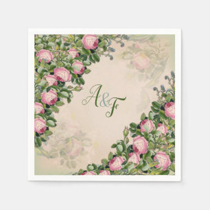 Bush Garden Grönt - mjuka rosa ros Napkins Pappersservett