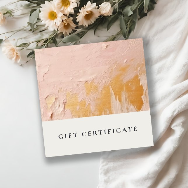 Bush Pink Gold Oil Paint Texture Gift Certificate Fyrkantigt Visitkort (Skapare uppladdad)