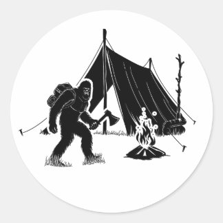 Bushcraft Äventyr Camping Bigfoot Runt Klistermärke