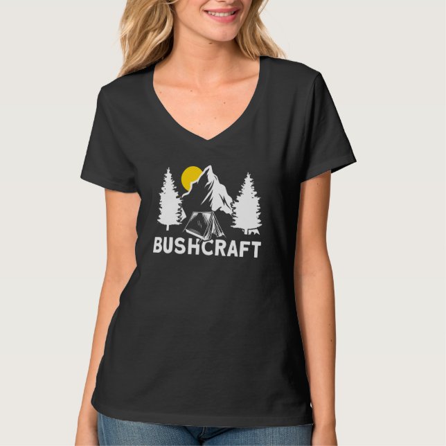 Bushcraft Survival Bushcrawing 5 T Shirt (Framsida)