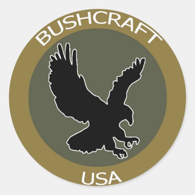 BushcraftUSA Brown Patch Runt Klistermärke (Framsida)