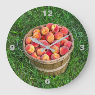 Bushel Basket av färska persikor Stor Klocka