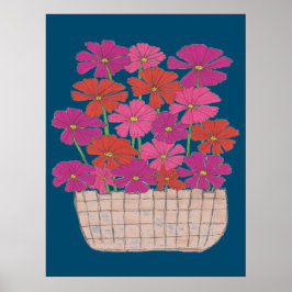 Bushel of Bright Cosmos Poster