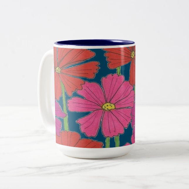 Bushel of Bright Cosmos Två-Tonad Mugg (Framsida vänster)