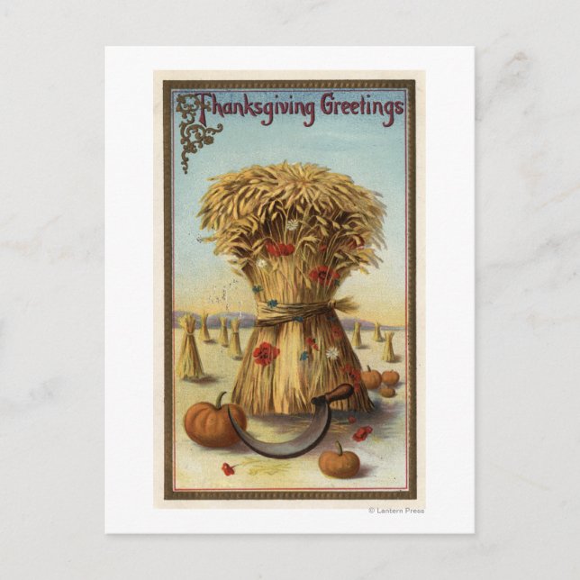 Bushel of Hay and Scythe Vykort (Framsida)