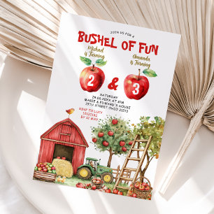 Bushel of Roligt Syskon Birthday Red Gingham Party Inbjudningar