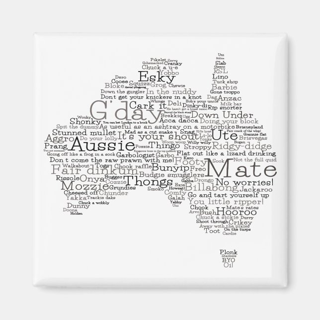 Bushfire Speciell Edition Aussie Slang Karta Magnet (Framsidan)